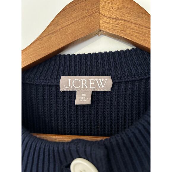 NWOT J. Crew Four Pocket Cardigan Thick Knit Navy Blue Cotton Blend XS Classic - Picture 4 of 8
